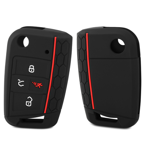 Silicone Flip key fob Cover Skin for Volkswagen VW Golf 7 ALLTRACK MK7 2016 2017 for Skoda Octavia A7 SEAT Remote 4 button Case ► Photo 1/5