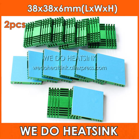 WE DO HEATSINK 2pcs DIY 38x38x6mm Cooling Radiator Green Aluminum Heat Sink for South / North Bridge Chipset With Thermal Tapes ► Photo 1/6