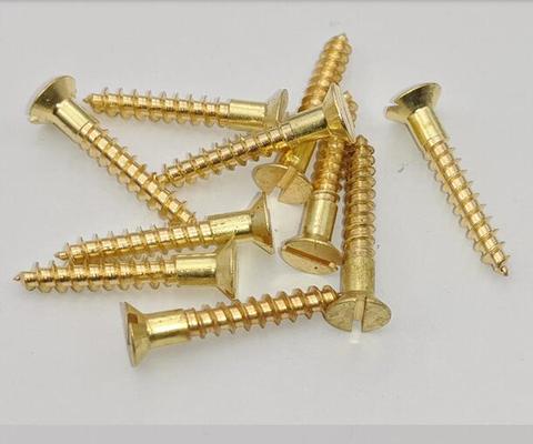 100pcs M2 slotted countersunk bolts wood flat head self-tapping screws furniture pure brass male screw 6mm-10mm length ► Photo 1/1