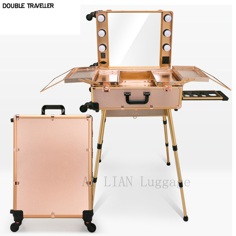 New Trolley cosmetic case Rolling luggage Makeup Toolbox,Detachable Foldable Beauty Box dressing table suitcase bag Professional ► Photo 1/6