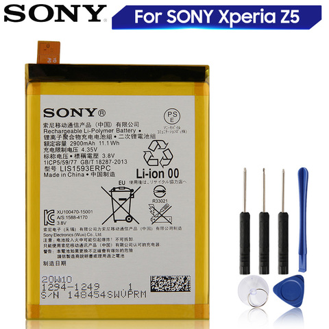 Original Replacement Sony Battery For SONY Xperia Z5 E6883 LIS1593ERPC E6633 E6653 E6683 E6603 Genuine Phone Battery 2900mAh ► Photo 1/6