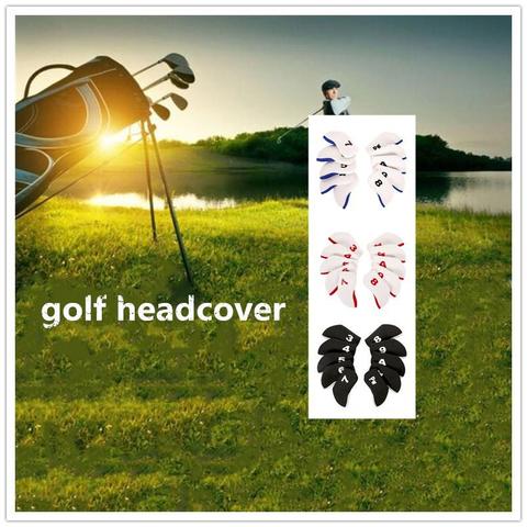 HobbyLane 10PCS/Set Black Golf Plain Headcover Iron Cover Set for Cleveland Ping Mizuno Adams ► Photo 1/6