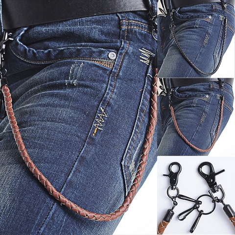 Classic Punk Leather Biker Keychain Jeans Chain Wallet Chain Waist Chain Men's Rock Clothing Accessories ► Photo 1/5