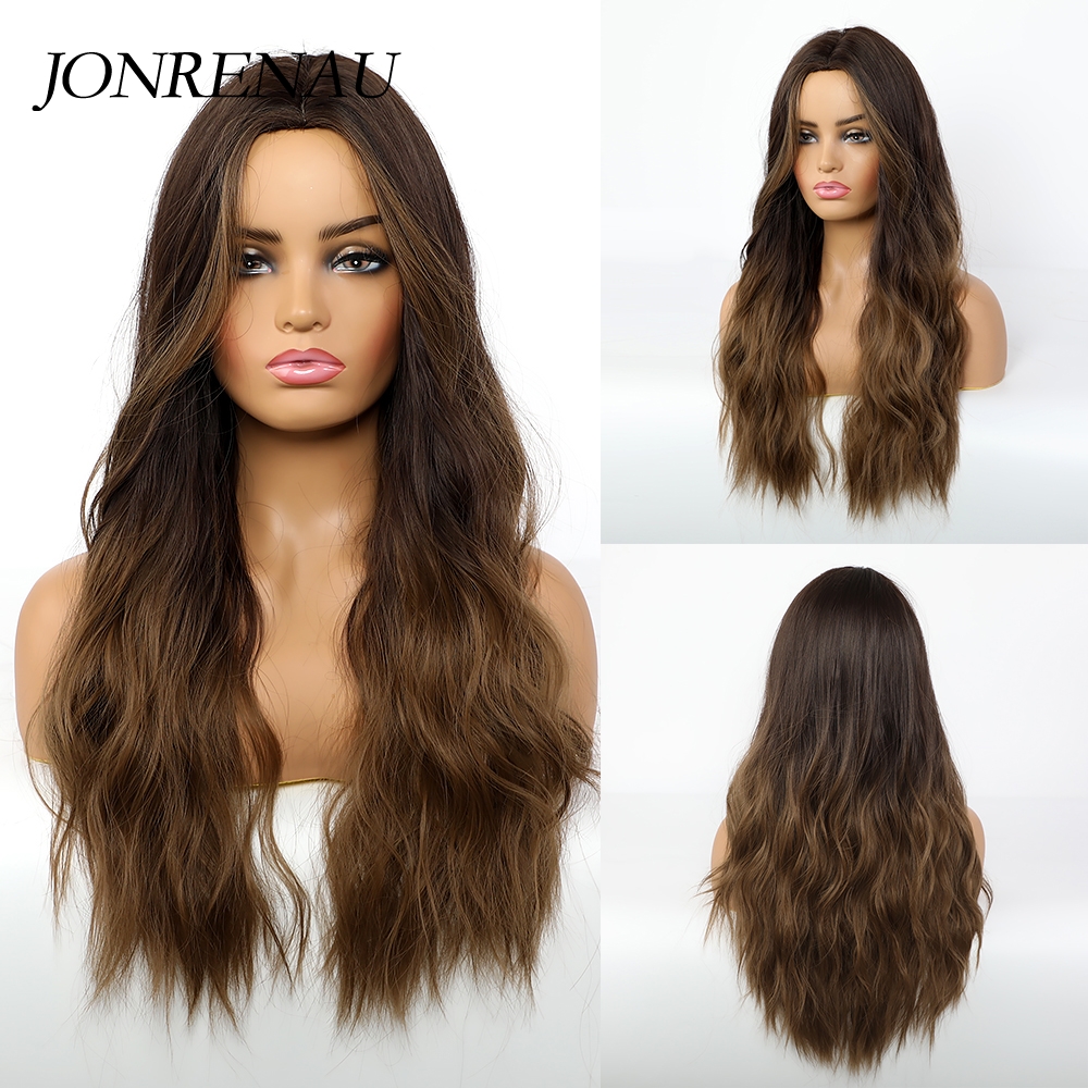 JONRENAU 24 Inches Long Synthetic Natural Wave Brown Ombre Hair Wigs Heat  Resistant Hair Wigs for Black Women - Price history & Review | AliExpress  Seller - Allbell Magique Store 
