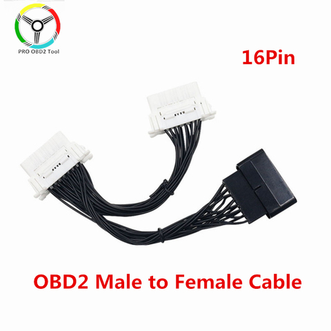 High Quality 16Pin OBD2 OBD 2 Splitter Extension Cable One Male to Two Female Y Cable OBD2 Splitter Extension for ELM327 ► Photo 1/6