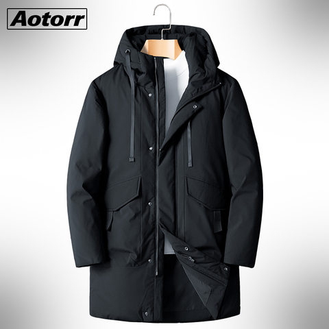 Winter 90% White Duck Down Coat Men 2022  Hooded Fashion High Quality Long Thicken Warm Down Jacket Black Overcoat Parkas 8XL ► Photo 1/6