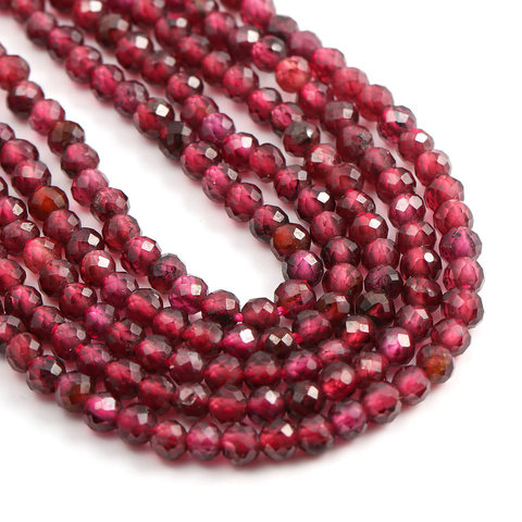 Natural Stone Fine Garnet Beads Faceted Round Scattered Beads 2 3 4 5mm DIY For Bracelet Necklace Jewelry Making Gift ► Photo 1/6