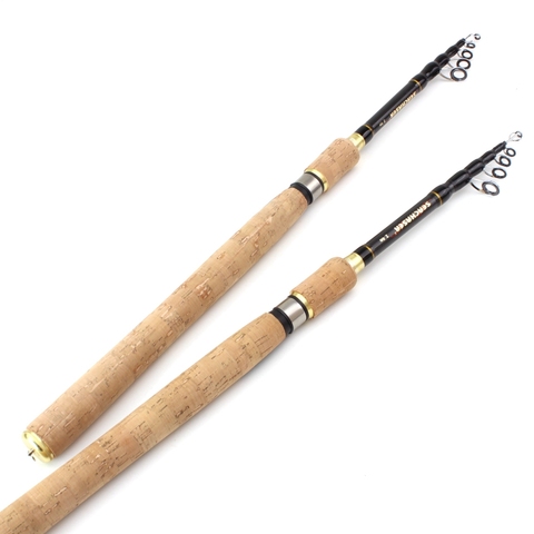 High Quality 1.8m 2.1m 2.4m 2.7m  Spinning Rod carbon telescopic fishing rod lure rod wooden handle pole Fishing Tackle ► Photo 1/6