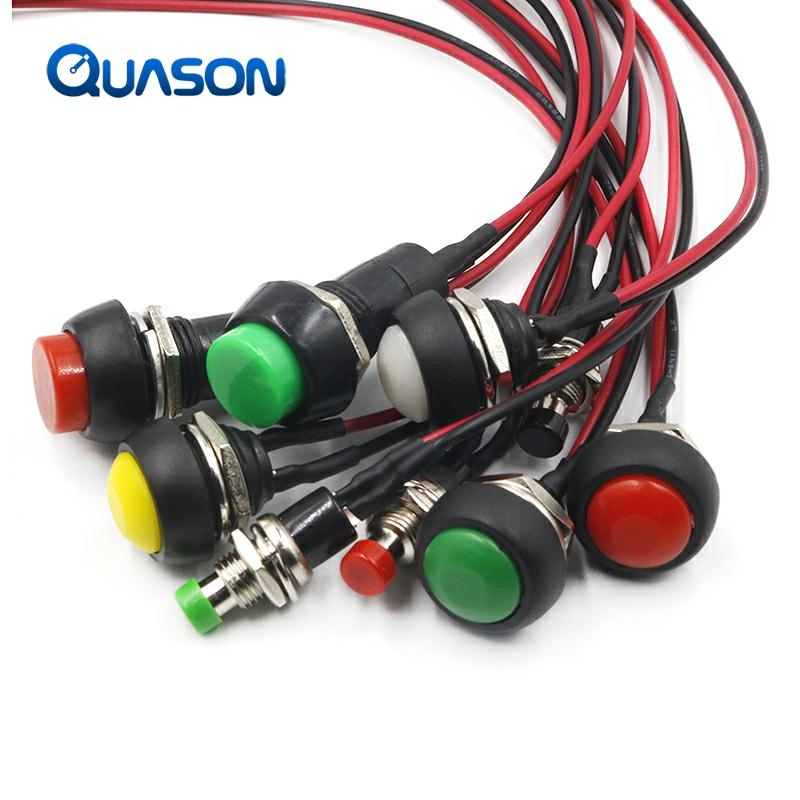 12mm Push button switch waterproof small car circuit wire speaker electrical mini boat shape round line PBS-11B PBS-33b ► Photo 1/5