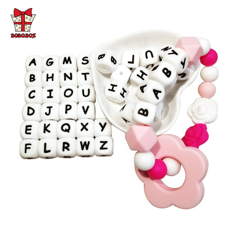 BOBO.BOX 10Pcs Letter Silicone Alphabet 12mm Food Grade Chewing Beads for Baby Teething Necklace BPA Free Silicone Letter Beads ► Photo 1/6