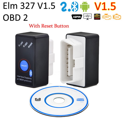 Super Mini Elm327 Bluetooth OBD2 V1.5 Elm 327 V1.5 OBD 2 Car Diagnostic-Tool Scanner Elm-327 OBDII Adapter Auto Diagnostic tool ► Photo 1/6