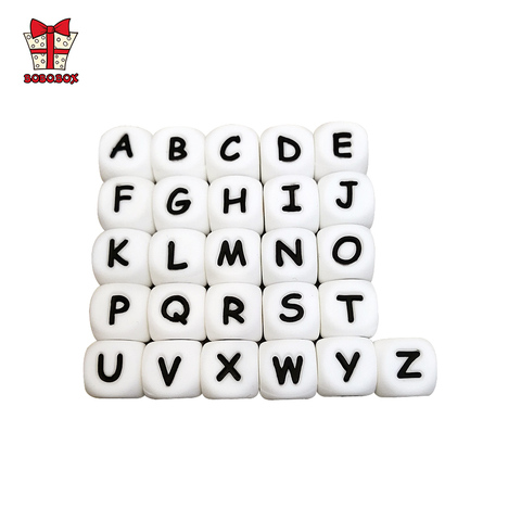 BOBO.BOX 50Pcs Silicone English Letter DIY Food Grade Beads  Baby Bracelet Baby Chewing Jewelry Teethers Necklace Pacifier Clip ► Photo 1/6