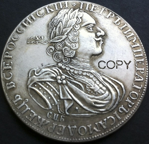 wholesale 1724 russia 1 Rouble coins copy 100% coper manufacturing silver-plated ► Photo 1/2