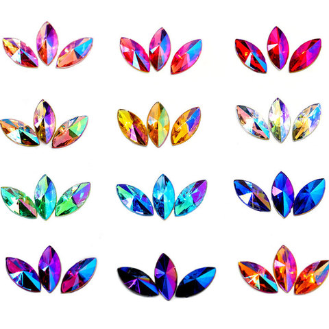 100pcs Colorful Horse Eye Acrylic стразы Non Hot Fix Rhinestones Crystal Leaf Nail Art Rhinestones Nail Art Decorations B3530 ► Photo 1/6