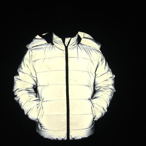 2022 men new reflective thickening warm winter cotton-padded jacket teenagers noctilucent hooded cotton-padded clothes ► Photo 1/4