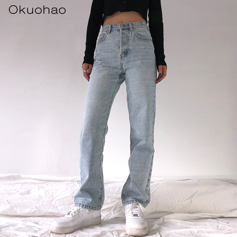 2022 High Waist Loose Comfortable Jeans For Women Plus Size Fashionable Casual Straight Pants Mom Jeans Washed Boyfriend Jeans ► Photo 1/6