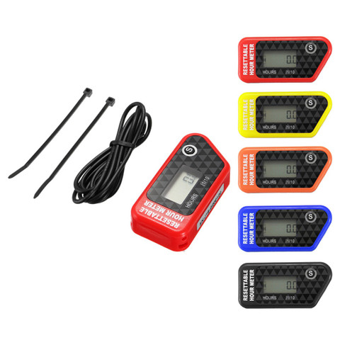 Waterproof LCD Resettable Hour Meter Counter Maintenance Reminder In Black/Red Fit Motorcycle/ATV/Motorboat/Lawn Mower ► Photo 1/6