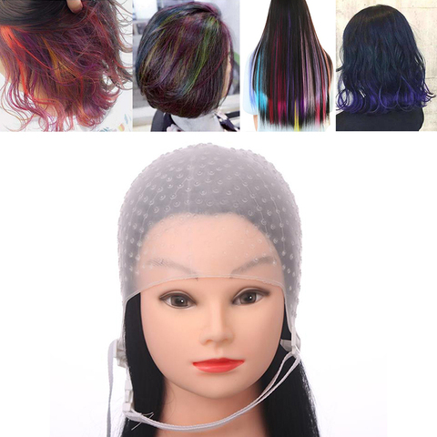 1 Pc Silicone Hair Highlights Cap With Needle Reusable Hair Coloring Cap Hair Dye Hat Hair Styling Tools Barber Accessories ► Photo 1/6