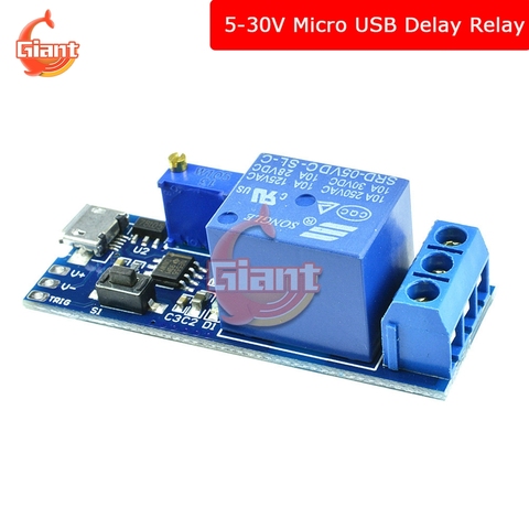 Micro USB Time Delay Relay Timer Control Trigger Delay Conduction Relay Switch Module Timing Relay Power Adjustable Wide Voltage ► Photo 1/6