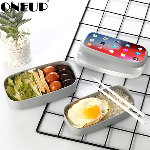 ONEUP Microwavable 2Layer Lunch Box With Compartments Leakproof Bento Box Insulated Food Container With Chopsticks ► Photo 1/6