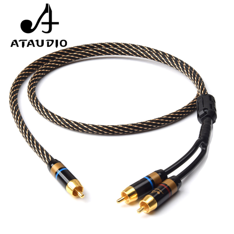 ATAUDIO HIFI RCA to 2 RCA Subwoofer  cable High Quality One Sub-2 Splitter Y RCA Cable ► Photo 1/6