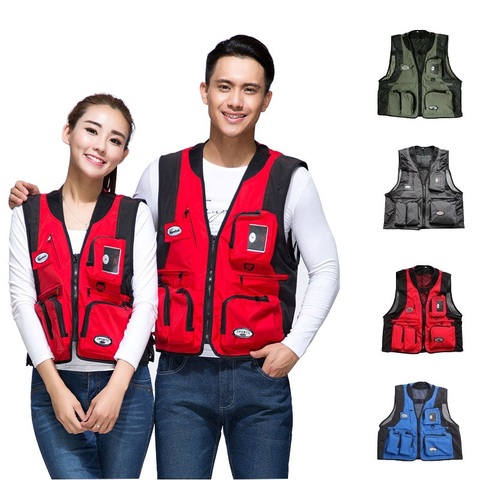 Couple Outdoor Fishing Vest Photography Vest Multi-pocket Overalls Men and Women Fishing Waistcoat Lover Sleeveless Jacket ► Photo 1/6