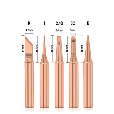 5Pcs I+B+K+2.4D+3C soldering iron pure copper 900M soldering iron head set inside hot bare copper electric soldering iron tip ► Photo 1/5