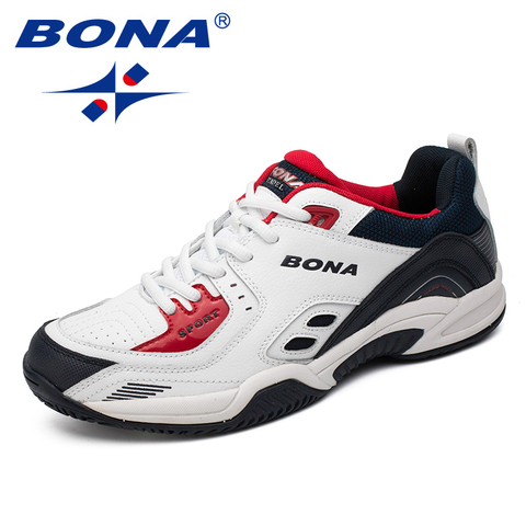 BONA Men White Tennis shoes Comfortable Man Athletic Shoes Light Outdoor High-Tech Sport Shoes Walking Trainers Jogging Sneakers ► Photo 1/6