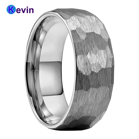 Original Color Tungsten Ring Hammer Wedding Band For Men Women Multi-Faceted Hammered Brushed Finish 6MM 8MM Comfort Fit ► Photo 1/6