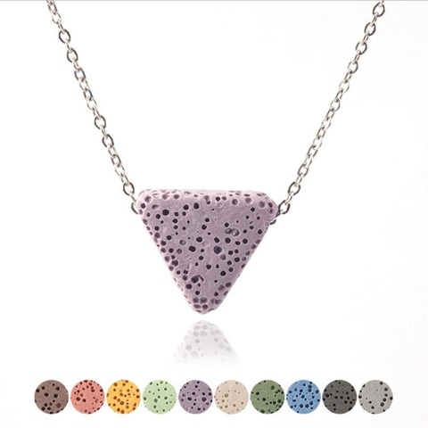 Colourful Triangle Lava Stone Essential Oil Diffuser Necklace Aromatherapy Volcanic Rock Stainlesss Steel Chain ► Photo 1/6