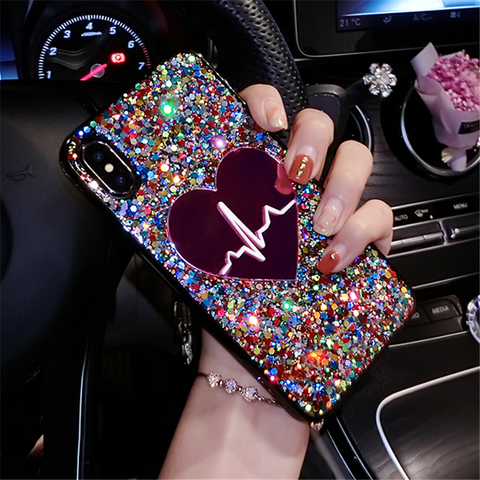 3D Love Heart Sequin Bling Case For Samsung Galaxy A41 A01 A11 A21 A31 A51 A71 5G M31 A81 A91 A90 5G S10 LITE 2022 NOTE 20 10 ► Photo 1/6