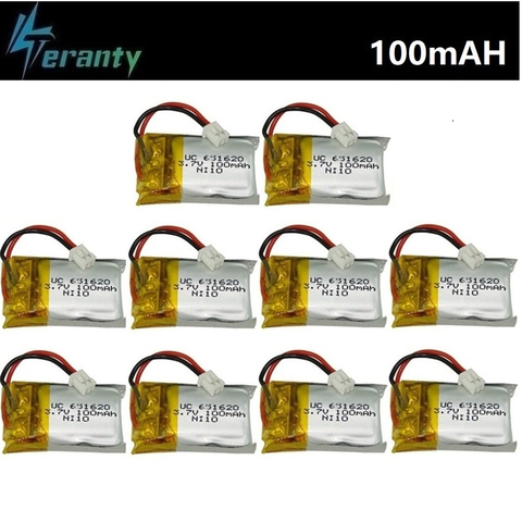 3.7v 100mah Lipo Battery For Cx-10 Cx-10a FQ777-124 Hubsan Q4 Wltoys V272 Rc Quadcopter Spare Parts 651620 Drone Battery 1-10Pcs ► Photo 1/5