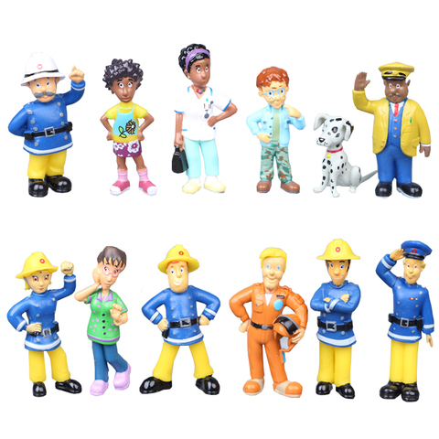 12Pcs/set Fireman Sam Cartoon Anime Fire Fighting Figure Model PVC Doll Toys Boy Girl Toy For Kids Birthday Xmas Gift ► Photo 1/6