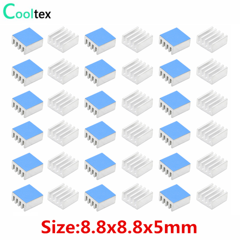 50pcs 8.8x8.8x5mm Aluminum Heatsink Radiator Cooling Cooler for Raspberry pi Electronic Chip IC With Thermal Conductive Tape ► Photo 1/6