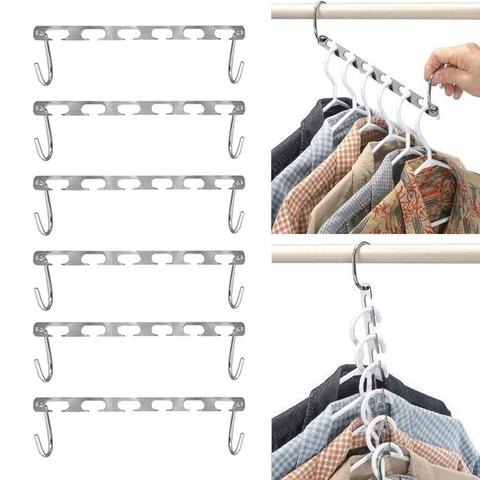 2/4/6/8/10pcs Magic Clothes Hangers Hanging Chain Universal Metal Cloth Hanger Clothing Organizer Save Space Hangers ► Photo 1/6