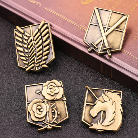 Vintage Japan Anime Attack On Titan Pins Brooches badge Flower Horse Sword Brooches for Women Men pins bags badge ► Photo 1/6