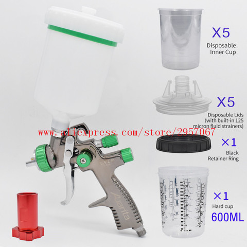 LVLP Spray Gun Auarita L898 1.3mm PPS Spray Gun Paint Sprayer Airbrush with 600ml Disposable Paint Cup No-clean Paint Mixing Cup ► Photo 1/6