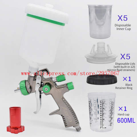 LVLP Spray Gun Auarita L898 1.3mm PPS Spray Gun Paint Sprayer Airbrush with 600ml Disposable Paint Cup No-clean Paint Mixing Cup ► Photo 1/6