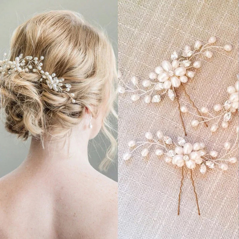 1PC Hot Sale Elegant Bridal Pearl Handmade Flower Beautiful Crystal Hair Accessories Wedding Hair Pins Bridesmaid Bridal Decor ► Photo 1/5