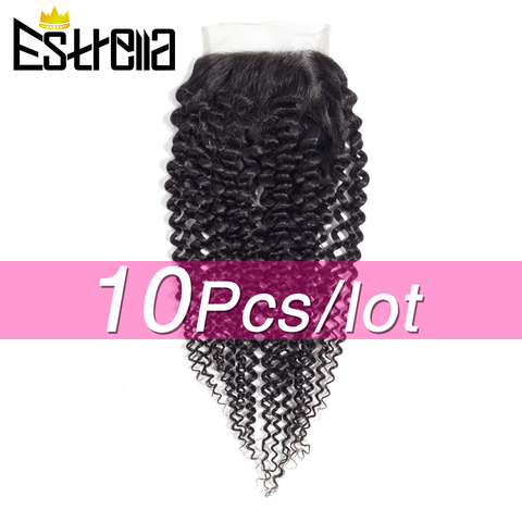 Brazilian Kinky Curly Lace Closure 4×4 Closure Three/Middle/Free Part Lace Closure Remy Natural Color 8