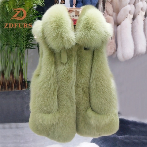 ZDFURS* 2022 NEW Women Natural Real Fox Fur Vest Winter Ladies Gilet Sleeveless Genuine Fur Coat Female Real Fur Vest Waistcoat ► Photo 1/6