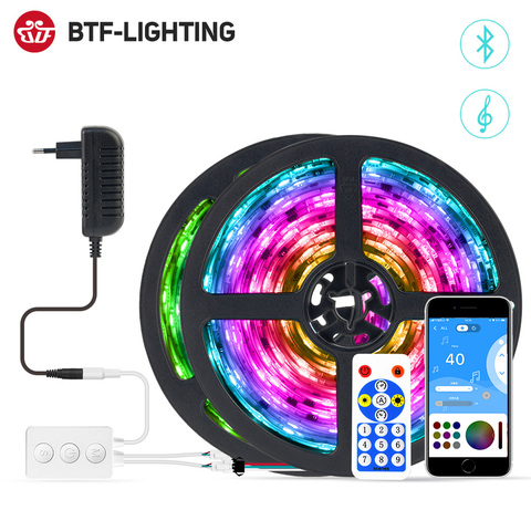 LED Strip Light Bluetooth Music APP Control RGB IC Flexible Multicolor Led Light Strip for Room TV Bedroom Party Kitchen 10M 20M ► Photo 1/6