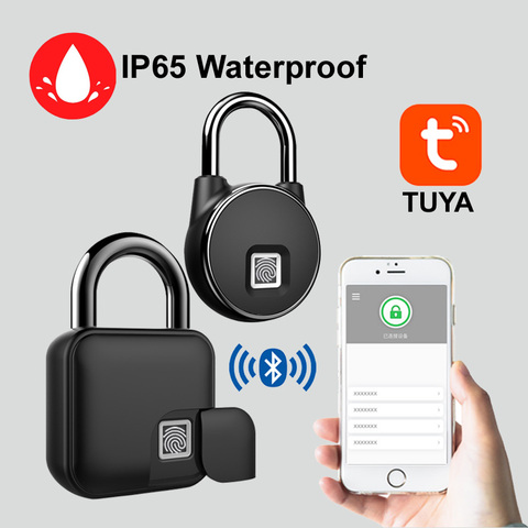 Tuya Smart Home Fingerprint Lock Bluetooth Safe Padlock Door Lock Waterproof Keyless USB Rechargeable Zinc Alloy House Locks ► Photo 1/6