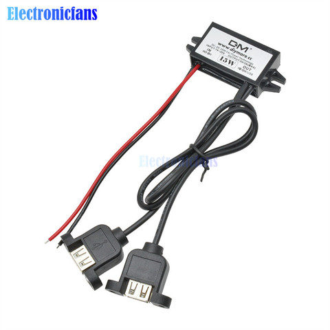 DC-DC Car Power Converter Step-Down 12V to 5V 3A 15W Power Module Dual USB Output Adapter Low Heat 96% High Conversion ► Photo 1/6