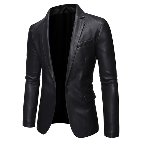 Men's Motorcycle Leather Jacket Suit Blazer Leather Jacket Men Coat ► Photo 1/6