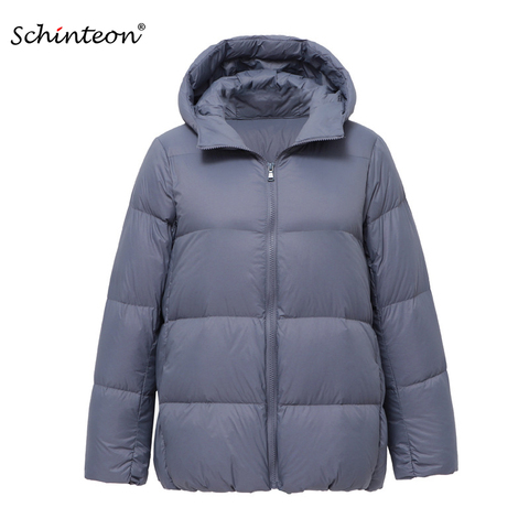 2022 Schinteon Light Down Jacket 90% White Duck Down Coat Casual Loose Winter Warm Outwear with Hood High Quality 9 Colors ► Photo 1/6