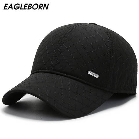 New Men Winter Hat Thickened Plus Fluff Baseball Cap Ear Protection Dad Hat Baseball Cap Men Winter Warm Grid High Quality Hat ► Photo 1/6