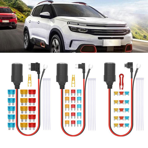 1set 30cm Car Cigarette Lighter 12V Socket Extension Standard Fuse Tap Holder Lead with Fuse 5A/10A/15A Cigarette Lighter Set ► Photo 1/6