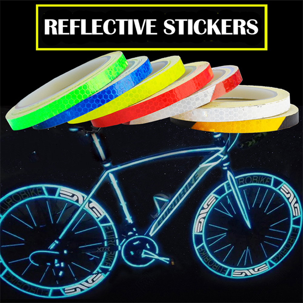 Bicycle Reflective Fluorescent Wheel Rim Stickers MTB Cycling Tape Decal Strips 