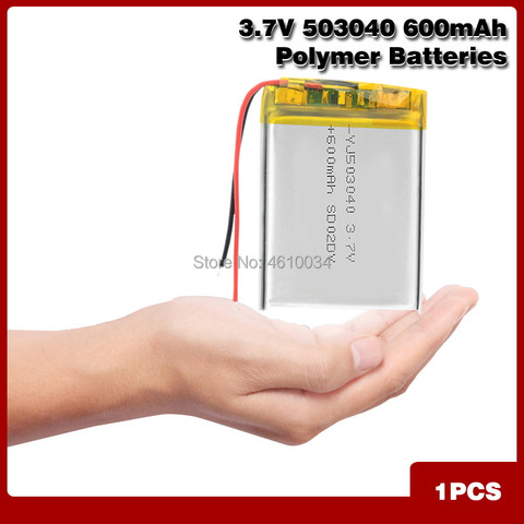 3.7V 600mAh 40x30x5mm 503040 Lithium Li-ion Polymer Battery For Headset Speaker Camera E-book Music player Driving recorder GPS ► Photo 1/6